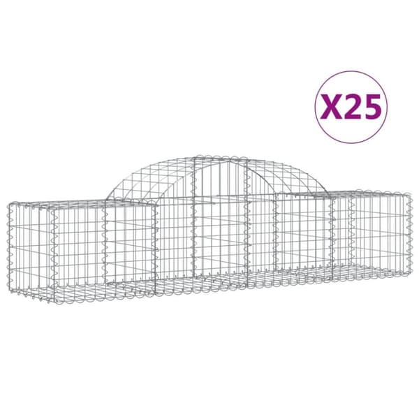 vidaXL Gabioner bågformade 25 st 200x50x40/60 cm galvaniserat järn