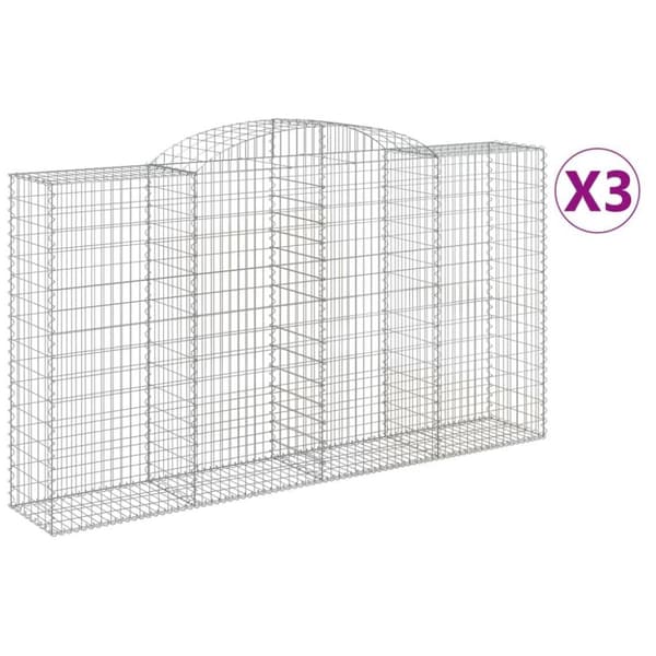 vidaXL Gabioner bågformade 3 st 300x50x160/180 cm galvaniserat järn