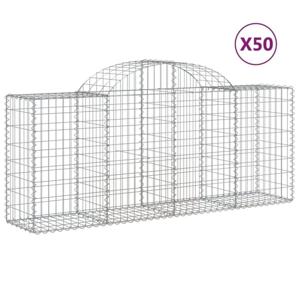 vidaXL Gabioner bågformade 50 st 200x50x80/100 cm galvaniserat järn
