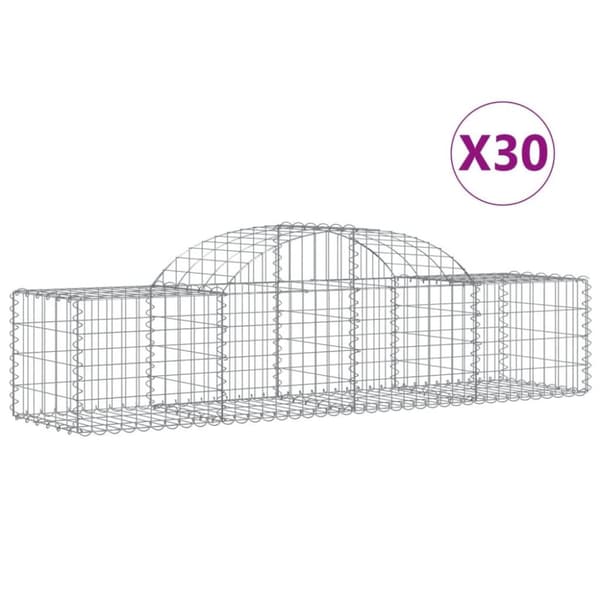 vidaXL Gabioner bågformade 30 st 200x50x40/60 cm galvaniserat järn