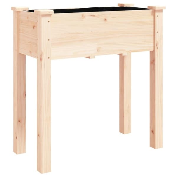 vidaXL Odlingslåda på hjul med foder 71x37x80 cm massivt granträ