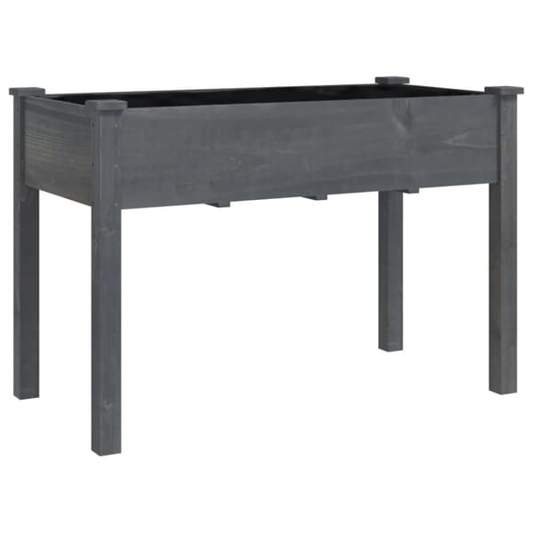 vidaXL Odlingslåda på hjul med foder grå 118x59x80 cm massivt granträ