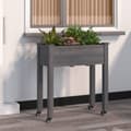 Pikkukuva 2 / 8: vidaXL Odlingslåda på hjul med foder grå 71x37x80 cm massivt granträ