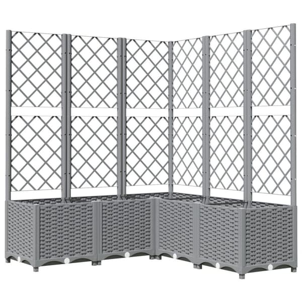 vidaXL Plantekasse med espalier lysegrå 120x120x136 cm PP