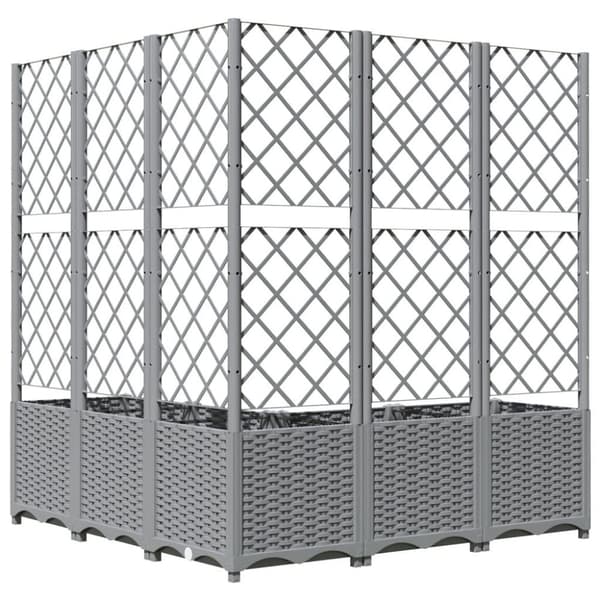 vidaXL plantekasse med espalier 120x120x136 cm PP lysegrå