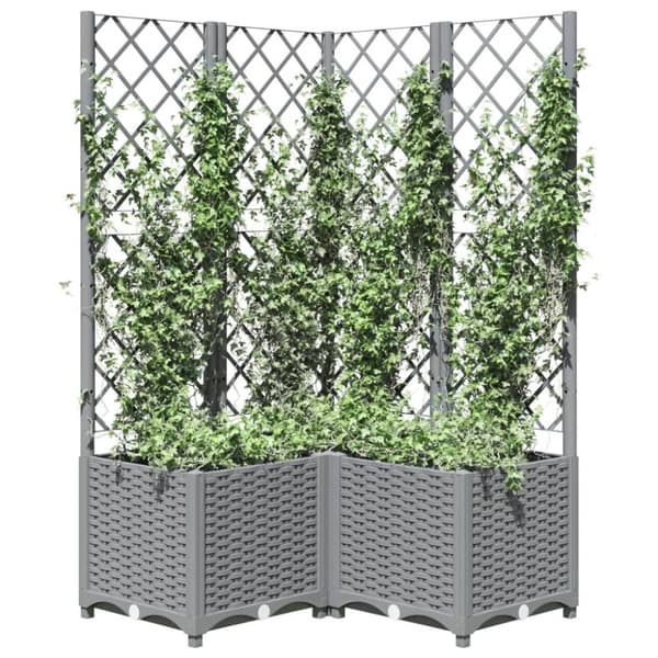 vidaXL Plantekasse med espalier lysegrå 80x80x136 cm PP