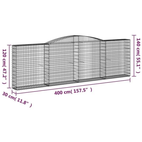 vidaXL Kaarevat kivikorit 15 kpl 400x30x120/140 cm galvanoitu rauta