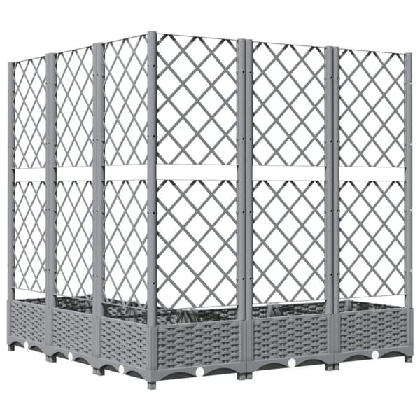 vidaXL plantekasse med espalier 120x120x121,5 cm PP lysegrå