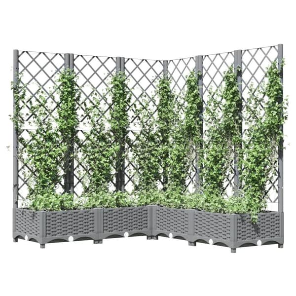 vidaXL plantekasse med espalier 120x120x121,5 cm PP lysegrå
