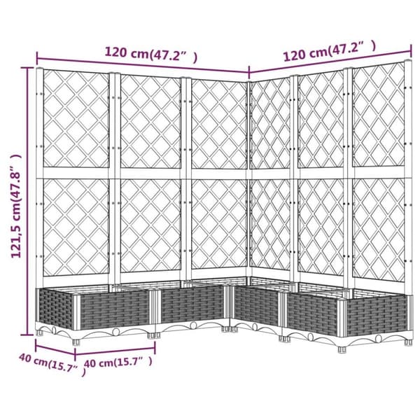 vidaXL Plantekasse med espalier lysegrå 120x120x121,5 cm PP