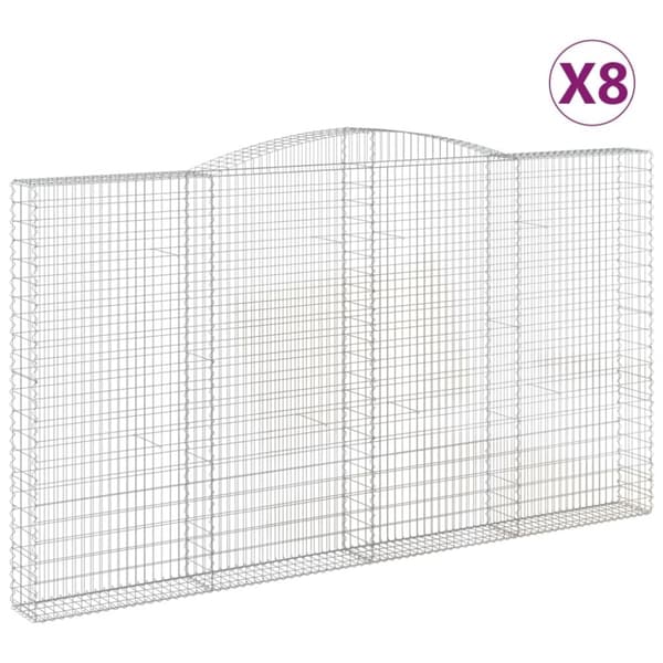vidaXL Gabionkurver buede 8 stk 400x30x220/240 cm galvanisert jern