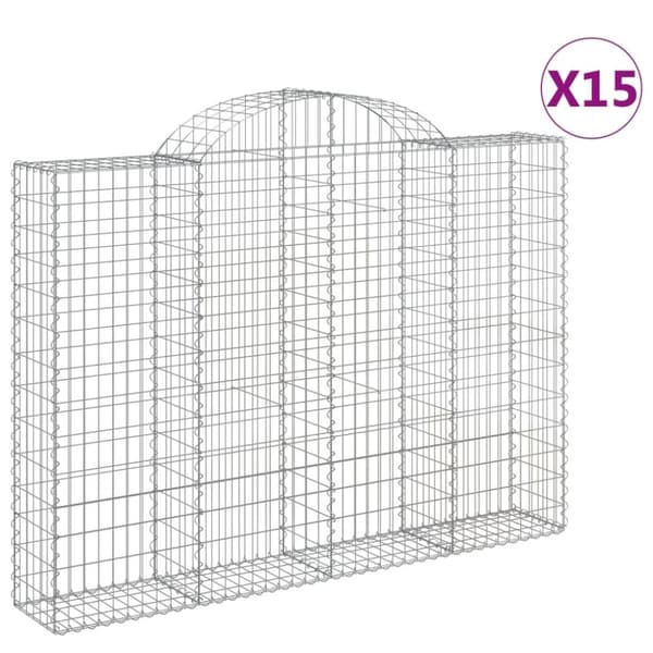 vidaXL buede gabionkurve 15 stk. 200x30x140/160 cm galvaniseret jern
