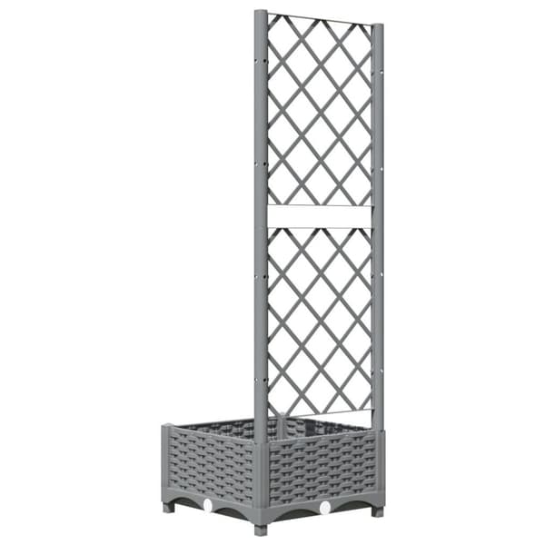 vidaXL Plantekasse med espalier lysegrå 40x40x121,5 cm PP