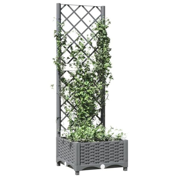 vidaXL plantekasse med espalier 40x40x121,5 cm PP lysegrå