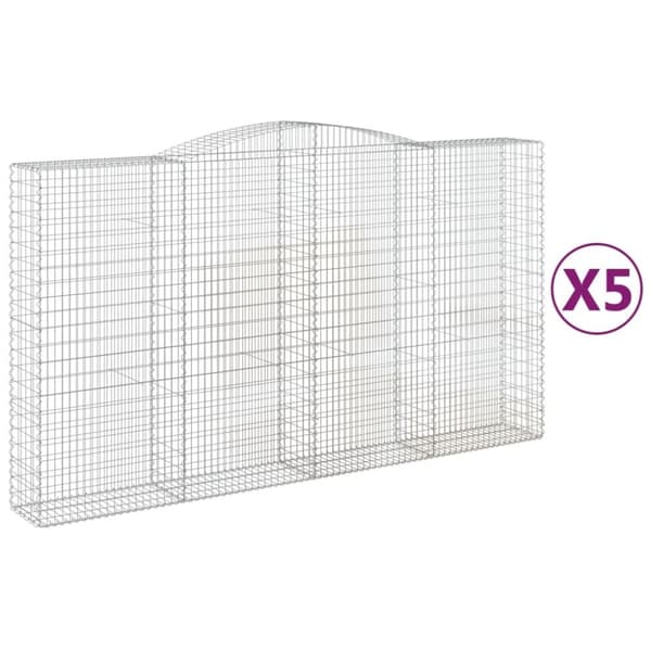 vidaXL buede gabionkurve 5 stk. 400x50x220/240 cm galvaniseret jern