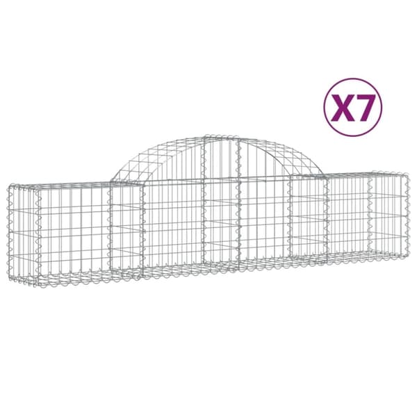vidaXL buede gabionkurve 7 stk. 200x30x40/60 cm galvaniseret jern