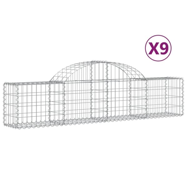 vidaXL Gabionkurver buede 9 stk 200x30x40/60 cm galvanisert jern