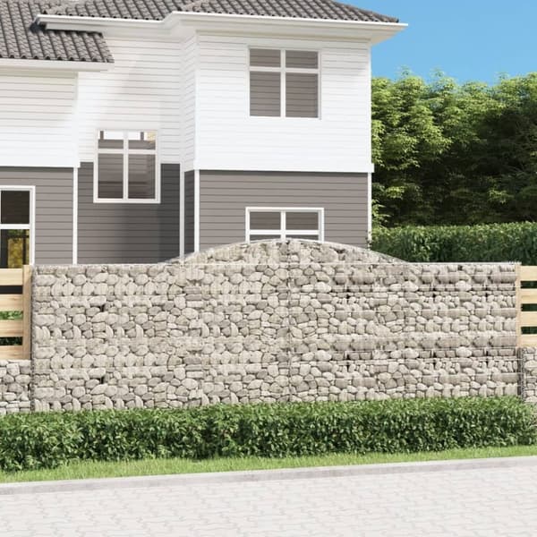vidaXL buede gabionkurve 5 stk. 400x50x140/160 cm galvaniseret jern
