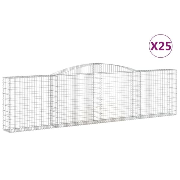 vidaXL buede gabionkurve 25 stk. 400x30x100/120 cm galvaniseret jern