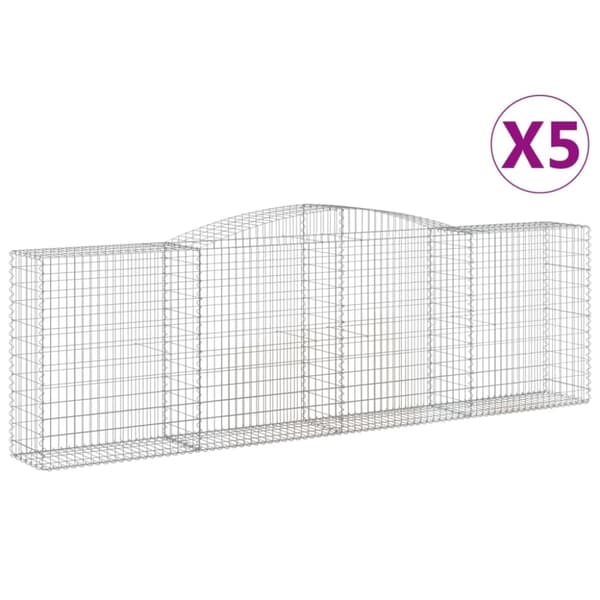 vidaXL buede gabionkurve 5 stk. 400x50x120/140 cm galvaniseret jern