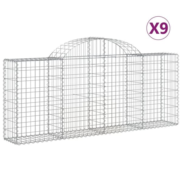 vidaXL buede gabionkurve 9 stk. 200x30x80/100 cm galvaniseret jern