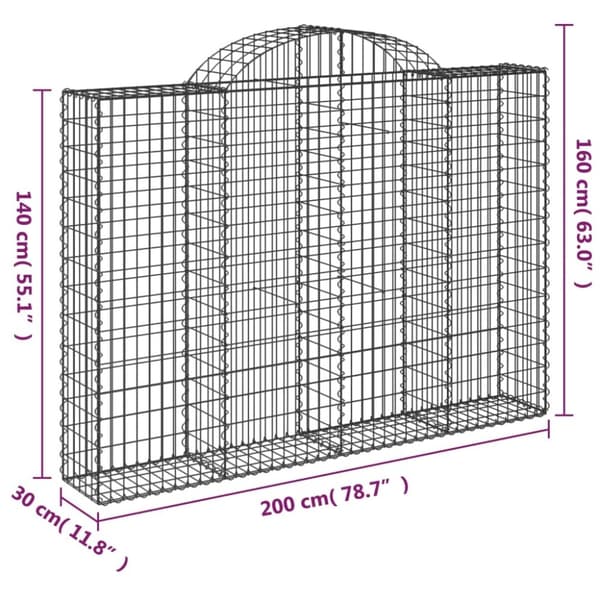 vidaXL Kaarevat kivikorit 8 kpl 200x30x140/160 cm galvanoitu rauta