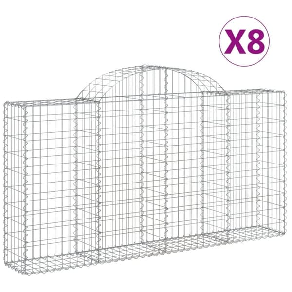 vidaXL Kaarevat kivikorit 8 kpl 200x30x100/120 cm galvanoitu rauta
