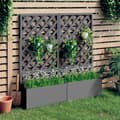 Miniatyrbilde 8 av 8: vidaXL Blomsterkasser med espalier 2 stk grå 65x33x135 cm WPC
