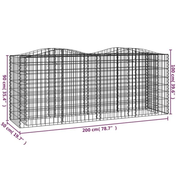 vidaXL Buet gabion høybed 200x50x100 cm galvanisert jern