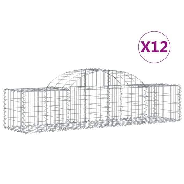 vidaXL buede gabionkurve 12 stk. 200x50x40/60 cm galvaniseret jern