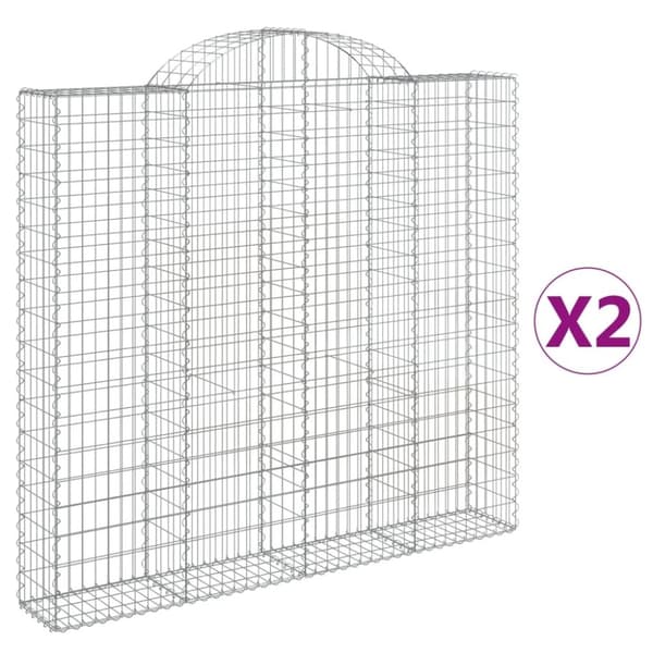 vidaXL buede gabionkurve 2 stk. 200x30x180/200 cm galvaniseret jern