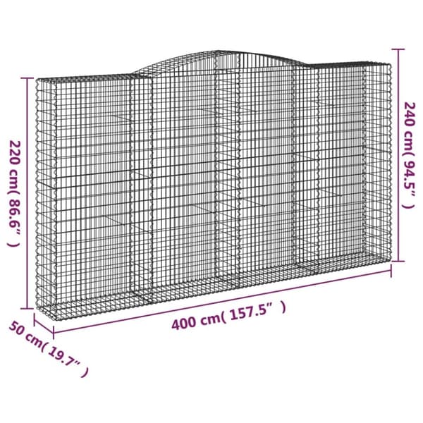 vidaXL Kaarevat kivikorit 2 kpl 400x50x220/240 cm galvanoitu rauta