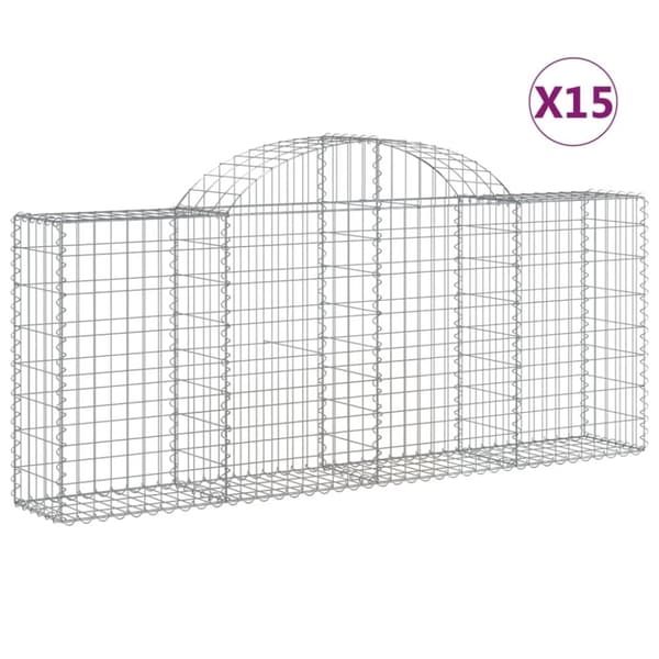 vidaXL Kaarevat kivikorit 15 kpl 200x30x80/100 cm galvanoitu rauta