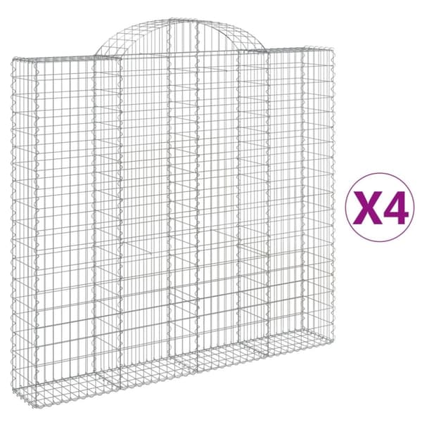 vidaXL buede gabionkurve 4 stk. 200x30x180/200 cm galvaniseret jern