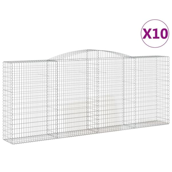 vidaXL buede gabionkurve 10 stk. 400x50x160/180 cm galvaniseret jern
