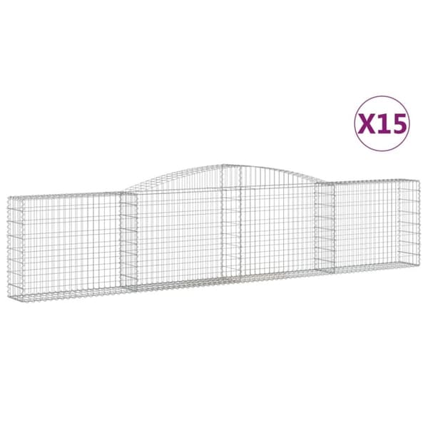 vidaXL Gabionkurver buede 15 stk 400x30x80/100 cm galvanisert jern