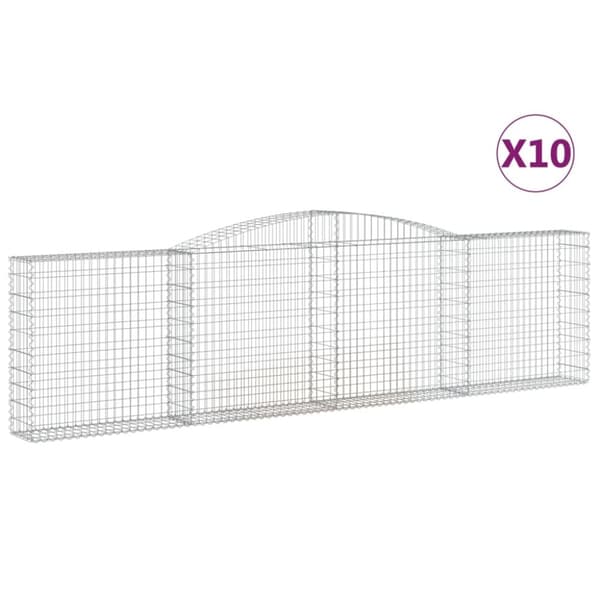 vidaXL buede gabionkurve 10 stk. 400x30x100/120 cm galvaniseret jern
