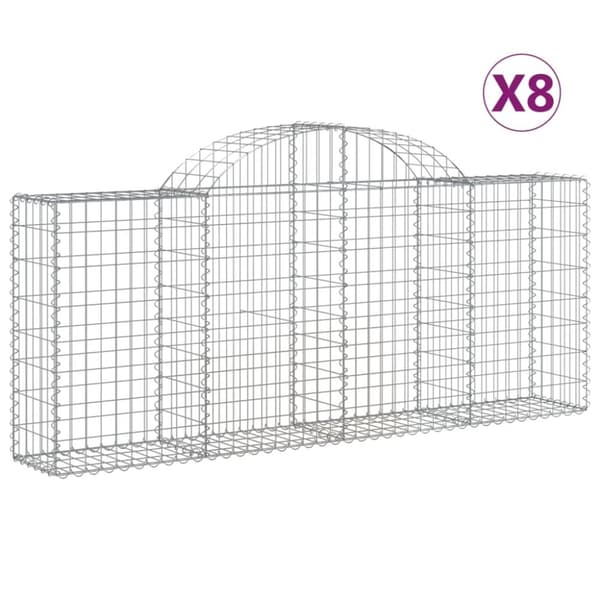 vidaXL buede gabionkurve 8 stk. 200x30x80/100 cm galvaniseret jern