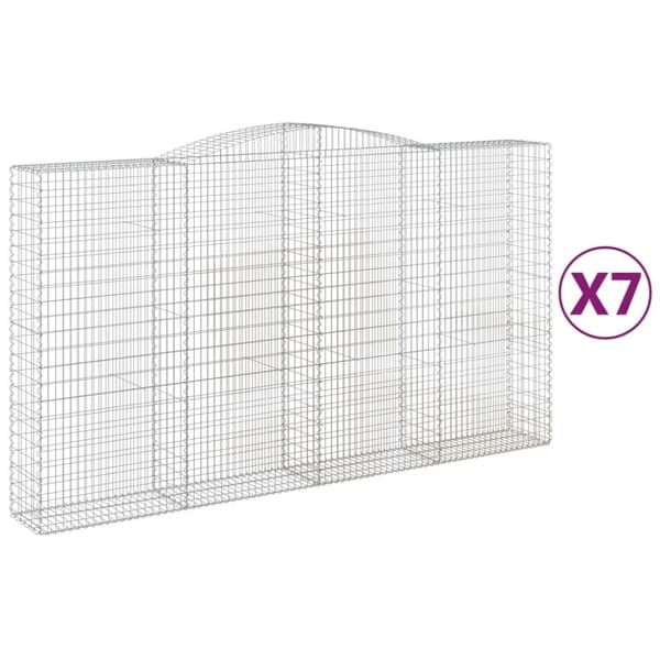 vidaXL Gabionkurver buede 7 stk 400x50x220/240 cm galvanisert jern
