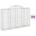 Miniatyrbillede 2 af 6: vidaXL buede gabionkurve 9 stk. 200x30x120/140 cm galvaniseret jern