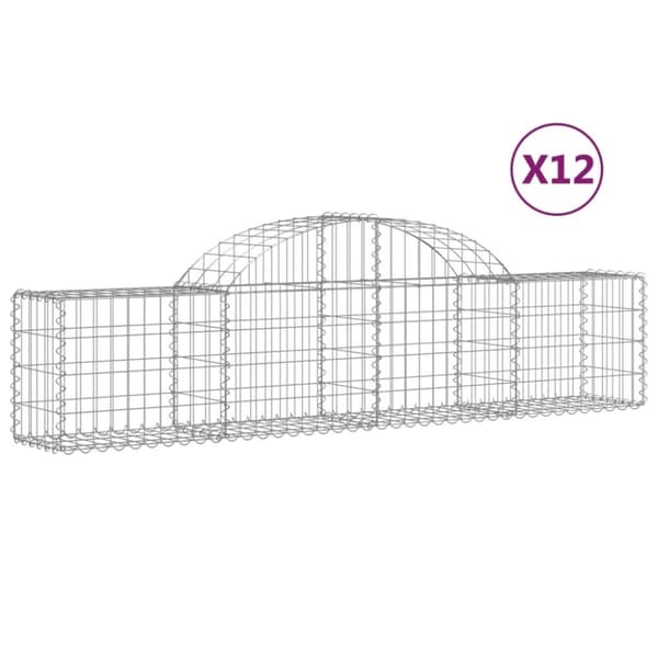 vidaXL buede gabionkurve 12 stk. 200x30x40/60 cm galvaniseret jern