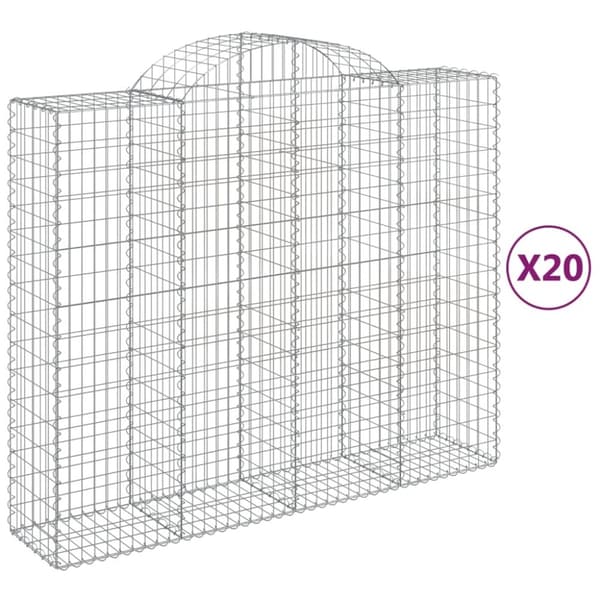 vidaXL Gabionkurver buede 20 stk 200x50x160/180 cm galvanisert jern