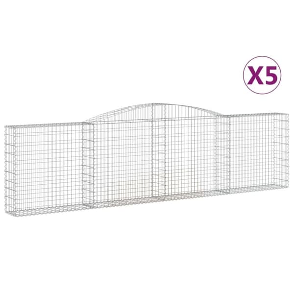 vidaXL buede gabionkurve 5 stk. 400x30x100/120 cm galvaniseret jern