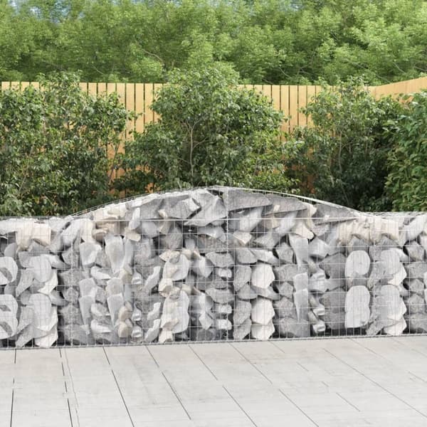 vidaXL buede gabionkurve 15 stk. 400x50x80/100 cm galvaniseret jern