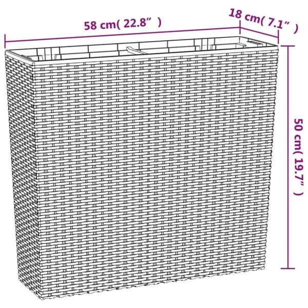 vidaXL plantekrukke 12/44 l udtagelig indsats PP rattanlook antracit