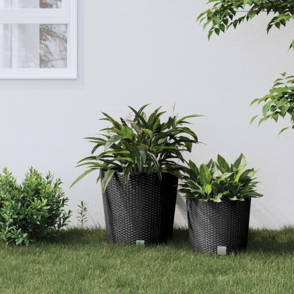 vidaXL plantekrukke 35/37,5 l udtagelig indsats PP rattanlook antracit