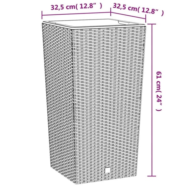 vidaXL plantekrukke 21/49 l udtagelig indsats PP rattanlook brun