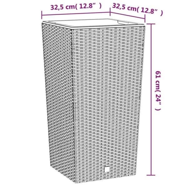 vidaXL plantekrukke 21/49 l udtagelig indsats PP rattanlook antracit