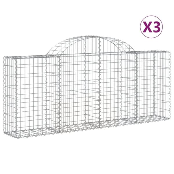 vidaXL Gabionkurver buede 3 stk 200x30x80/100 cm galvanisert jern