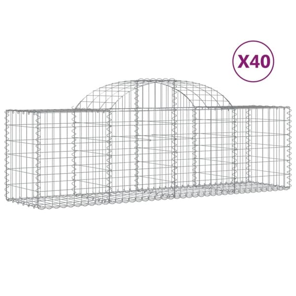 vidaXL buede gabionkurve 40 stk. 200x50x60/80 cm galvaniseret jern